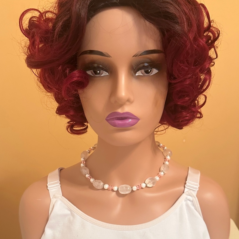Rose Quartz and Pearl Gemstone Statement Necklace